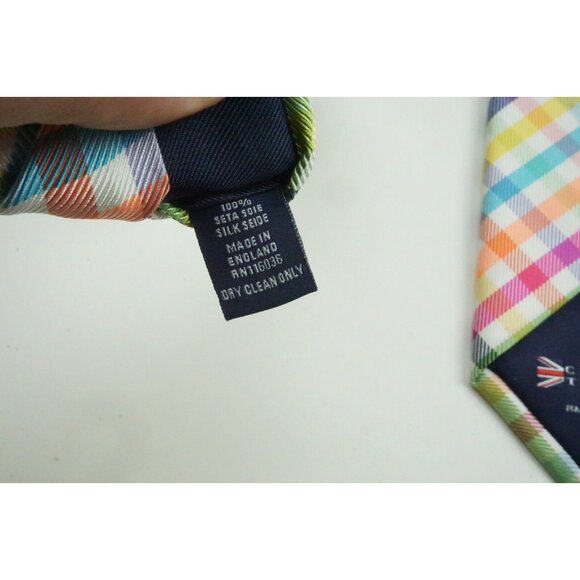 Charles tyrwhitt Vibrant Multicolor Plaid Woven 100% Silk Tie - Picture 6 of 6